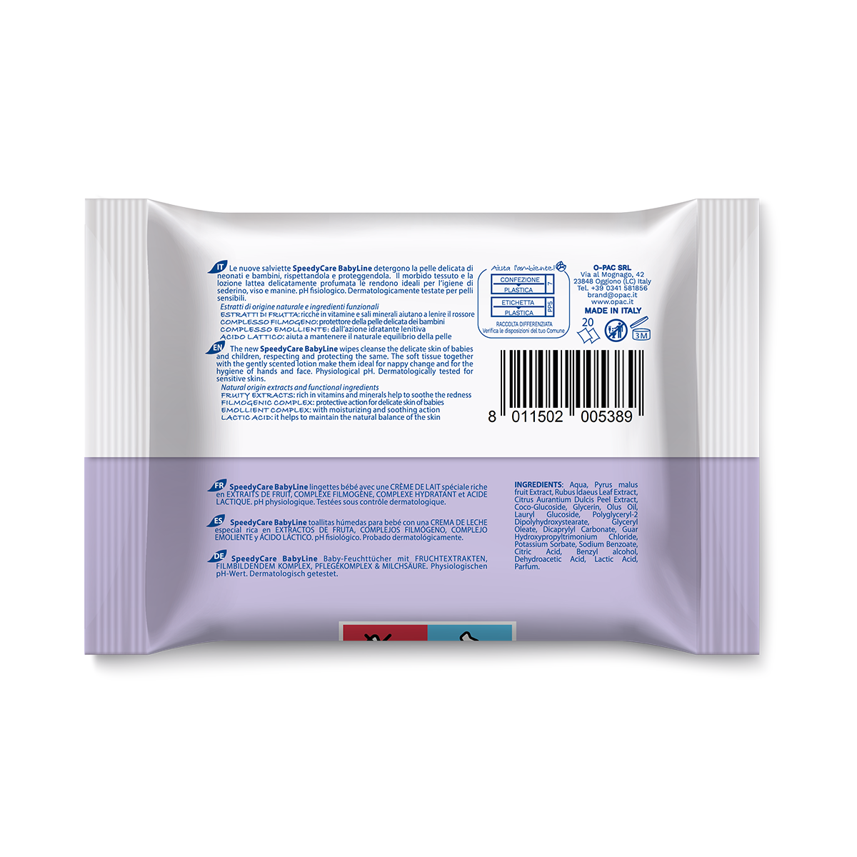 salviette umidificate bimbo crema latte