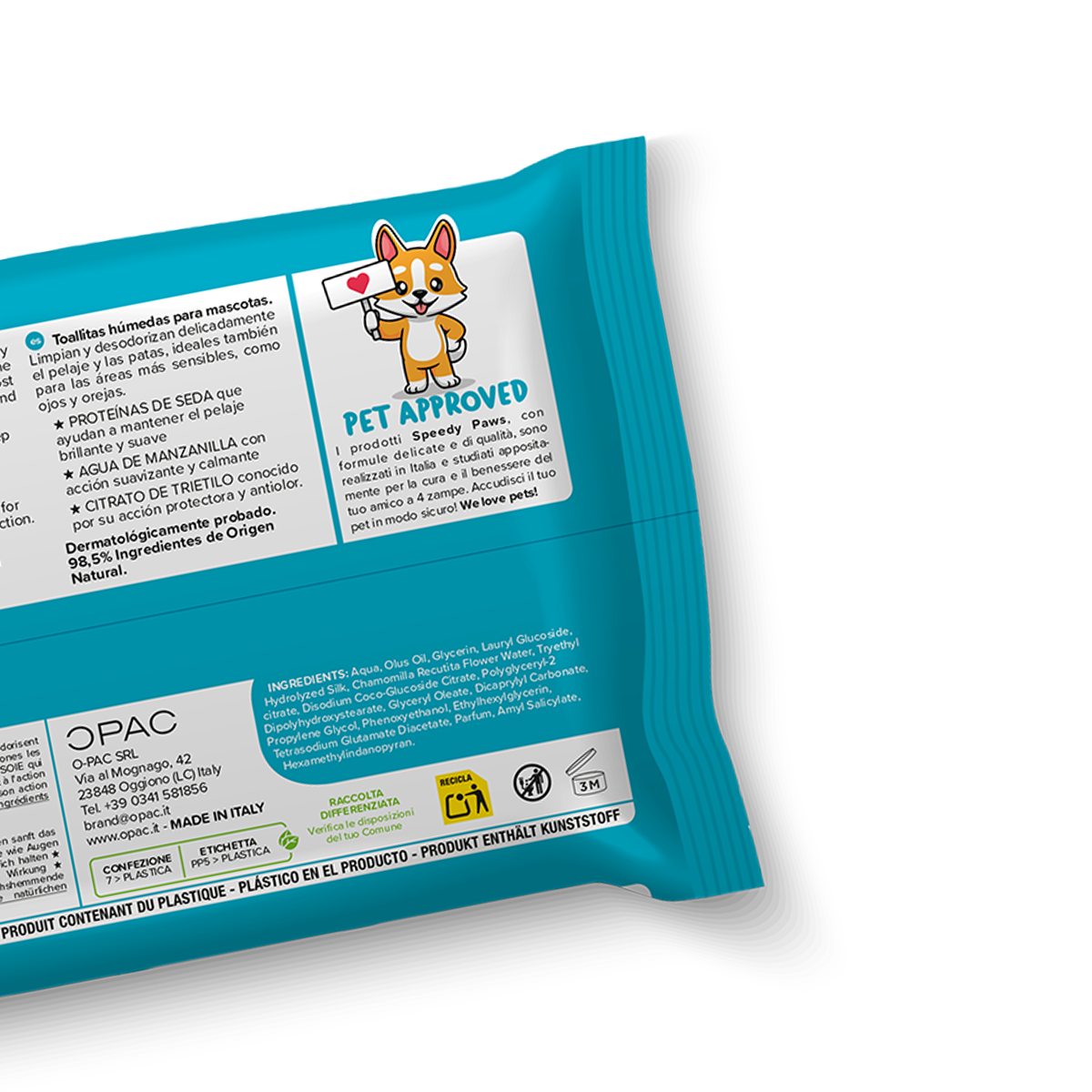 maxi salviette per animali speedy paws talco