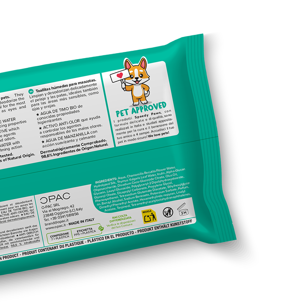 maxi salviette per animali speedy paws timo & aloe